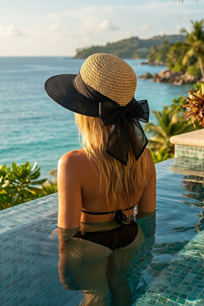 LAGRANZE Γυναικείο ψάθινο καπέλο από φυσικό μείγμα