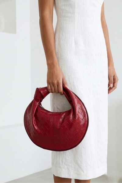 Lilivo Bags Lona Burgundy Knot Detailed Mini Handbag