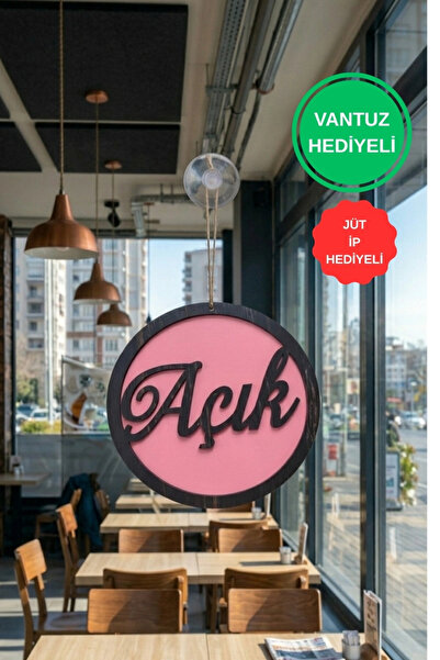 ERDİZDEN Yuvarlak Model 3D AÇIK-KAPALI Tabelası - Pembe