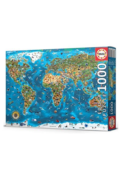 Educa Puzzle Educa 1000 Parça Dünya Harikaları Harita Puzzle