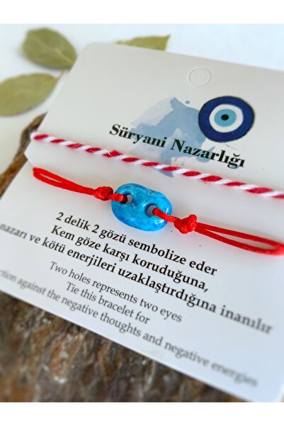 Atölye Merdiven Mavi Süryani Boncuğu Nazar Gözü Süryani Gözü Bileklik Unisex Ayarlanabilir Nazar koruyucu bileklik