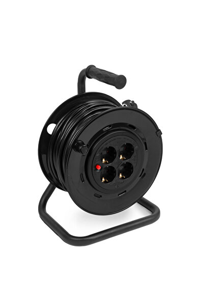 DELIGHT Καρούλι καλωδίων 25μ, 4 πρίζες Σούκο, Μεταλλικός σκελετός, Θερμική πρ...