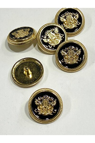 karantuhafiye Trençkot Ceket Düğmesi / 6 lı Set / 2,3 cm / Gold - Siyah