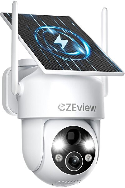 CZEview Κάμερα παρακολούθησης εξωτερικού χώρου 2K WiFi με ηλιακή ενέργεια, Ασ...
