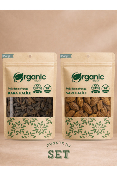Organic Kiler Kara Halile & Sarı Halile İkili Set 500 gr - Katkısız Vegan Eko...