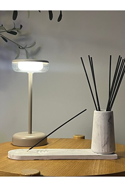 KUMSÉ ATELIER Dekoratif Çizgili Mermer Desenli Bohem Tütsülük ve Vazo