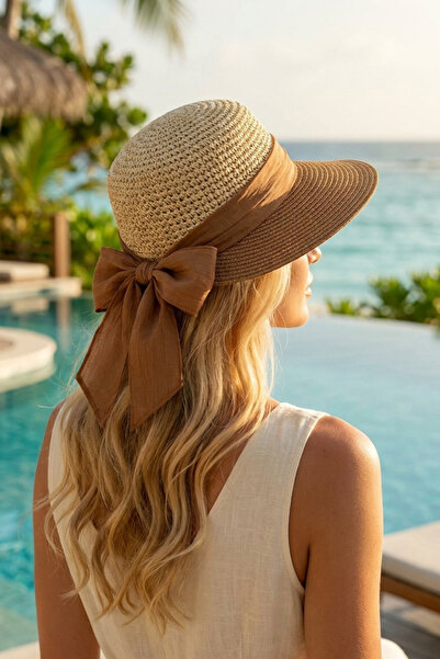 LAGRANZE Γυναικείο ψάθινο καπέλο από φυσικό μείγμα