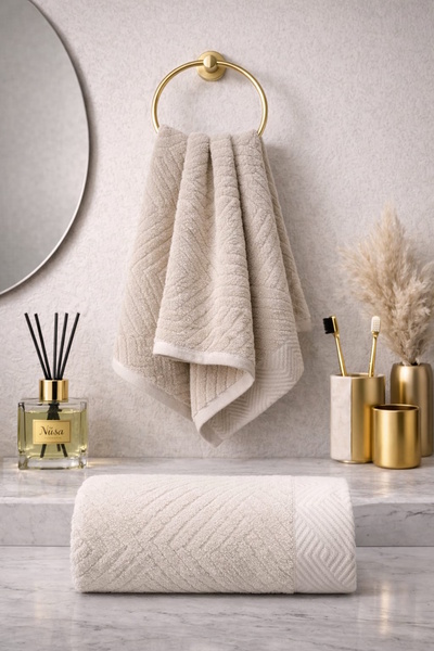 Nuşa Σετ πετσετών με σχέδιο πυραμίδας 100% βαμβάκι 2 τεμάχια 50x90 70x140