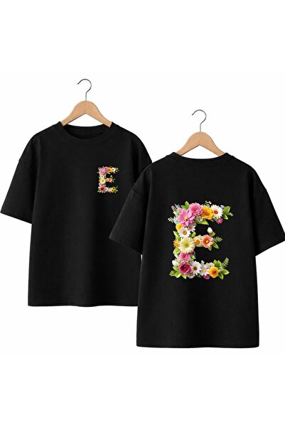playwear تي شيرت Papatya E مطبوع عليه حرف E على الظهر والصدر، مصنوع من القطن ...