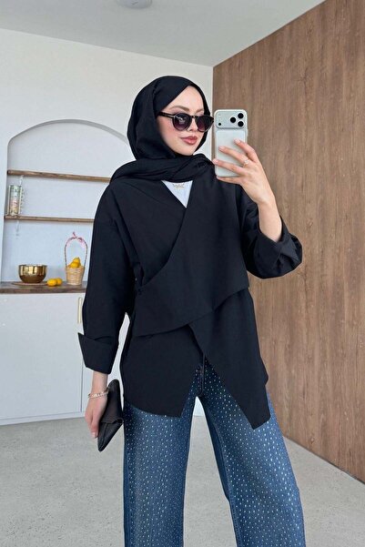 Hazamoda Ροζ πουκάμισο με πλαϊνά κουμπιά σε μαύρο χρώμα