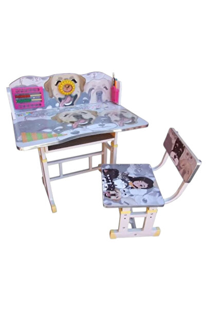 CWT Γραφείο με ρυθμιζόμενες παιδικές καρέκλες, μεταλλικό σκελετό και MDF, Κου...