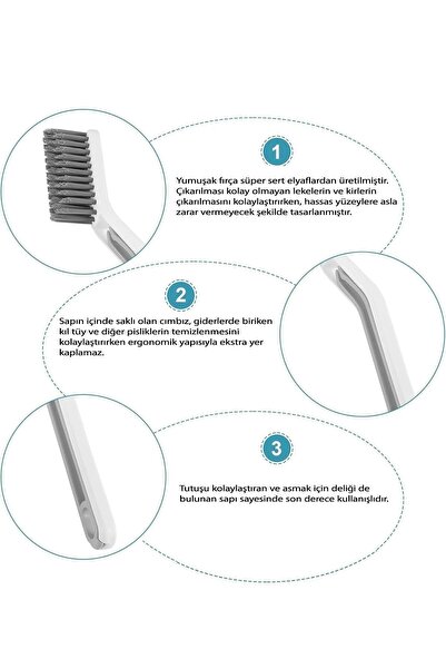 Tasarım Evi 6 Parça Dip Köşe Temizlik Fırça Seti - Derz Fırçası, Gider Cımbızı, Çok Amaçlı - Ince Fırça