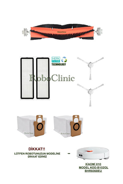 Roboclinic Xiaomi X10 Robot Süpürge (MODEL KOD:B102GL) Uyumlu Yedek Toz Torba...