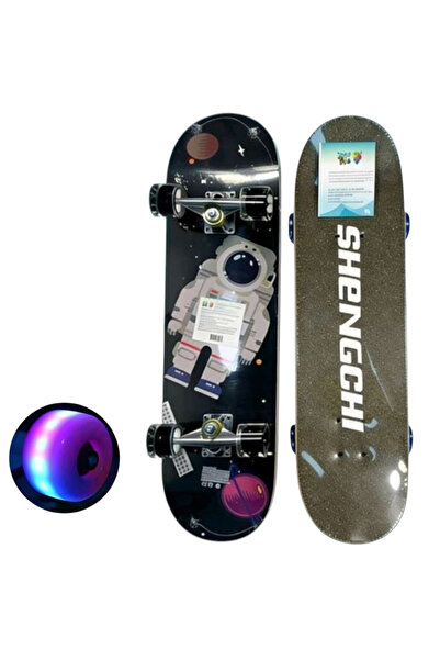 Creative World Toys Παιδικό Ξύλινο Σκέιτμπορντ με Φωτιζόμενες Ρόδες, 80 εκ. -...