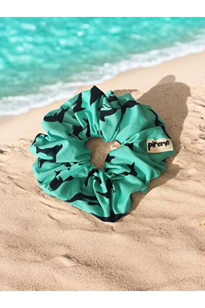 Pirene Sea Rebel Scrunchie – Swimsuit Fabric with Marine Pattern Hair Tie