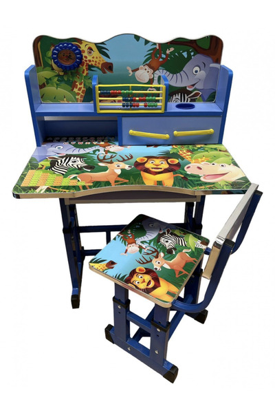 Krista Γραφείο με καρέκλα για παιδιά, ρυθμιζόμενο, με μεταλλικό και ξύλινο σκ...