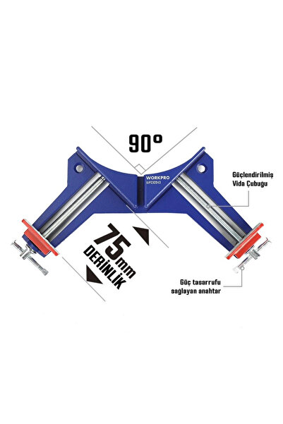 Workpro WP232043 75mm 90° Profesyonel Köşe İşkence