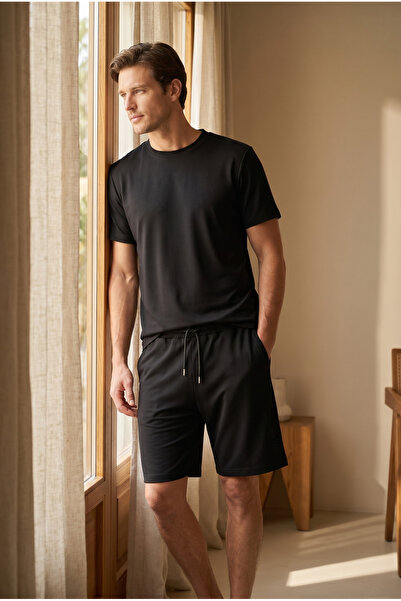 Katia&Bony Ανδρικό μπλουζάκι Modal με κοντά μανίκια σε μαύρο χρώμα