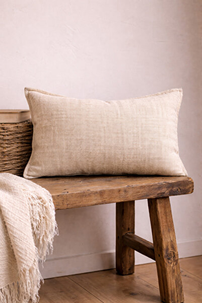 Cherry Bloom Cotton Ρουστίκ κάλυμμα μαξιλαριού από ακατέργαστο λινό Ορθογώνιο...