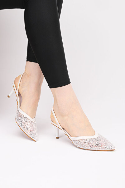 Layber Γυναικεία βραδινά παπούτσια με δαντέλα και πέτρες, με τακούνι