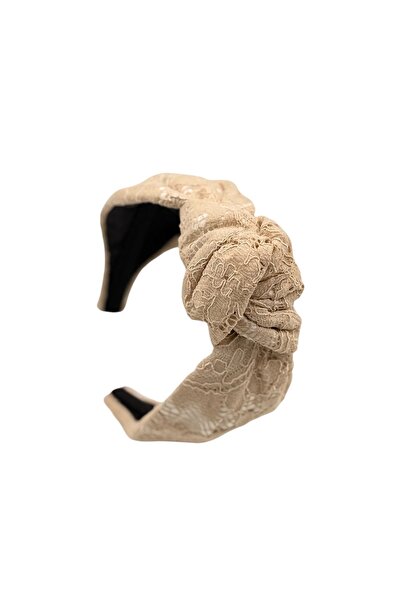 ZELİCE TASARIM Beige Lace Knotted Crown