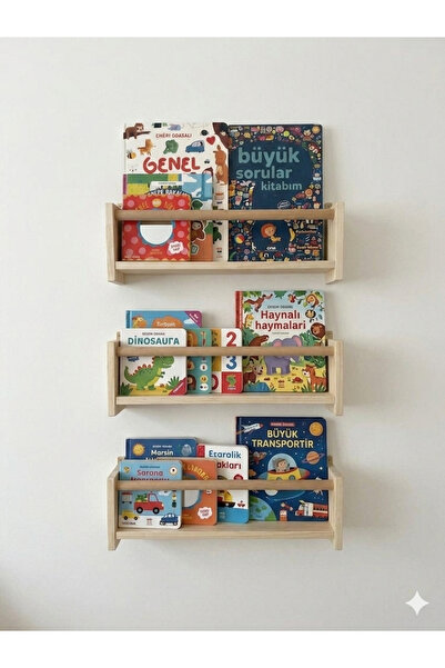 mdmetadesign Montessori 3 Parça Duvar Kitaplık Rafı