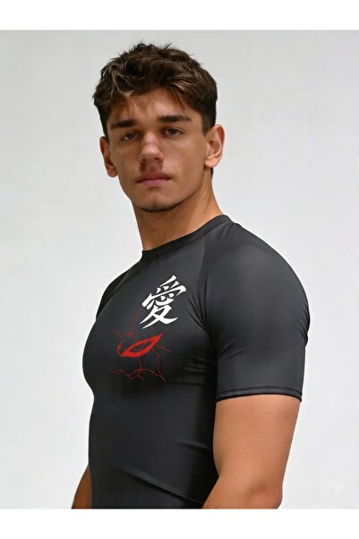 Yokedwear Gaara Compression Dar / Slim Bisiklet Yaka Tişört gri Unisex Genç