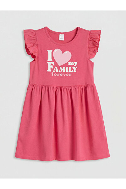 LC Waikiki Rmz Gi̇yi̇m Farkiyla Zero Roba Collar Flounce Printed Girl's Dress