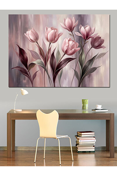 Artmeg Pânză decorativă cu flori de lalele în tonuri pastelate - Tablou din l...