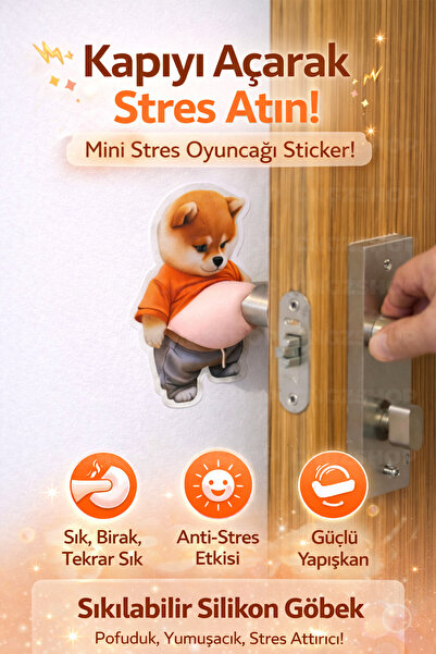 CNGZSHOP 3D Kabartmalı Sıkılabilir Shiba Inu Köpek Sticker | Anti-Stres Squis...