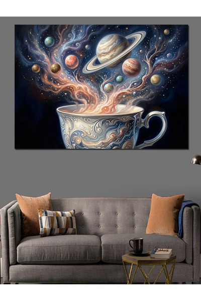 Artmeg Galaxy and Planets Coming Out of a Coffee Cup Decorative Canvas - Mdf ...