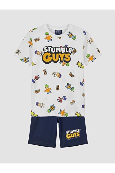 LC Waikiki Σετ πιτζάμες για αγόρια με στάμπα Stumble Guys και σορτς (S6)