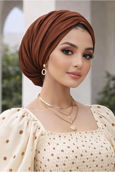 Aişe tesettür Καφέ Χαλαρό Καπέλο με Κορδόνι