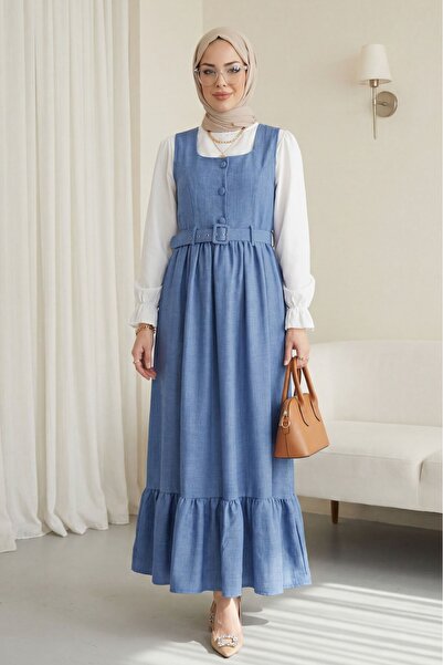 Modamorfo Φόρεμα με κουμπιά στο πάνω μέρος, βολάν στο κάτω μέρος και ζώνη στη...