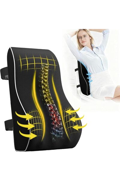 Generic Ergonomic Lumbar Support Cushion, Memory Foam Back Support Cushion Lu...