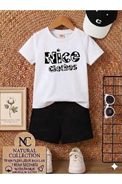 Nice Clothes LETNJA DEČJA MAJICA I KRATKE HLAČE UNISEKS (CRNI ŠARAČI)