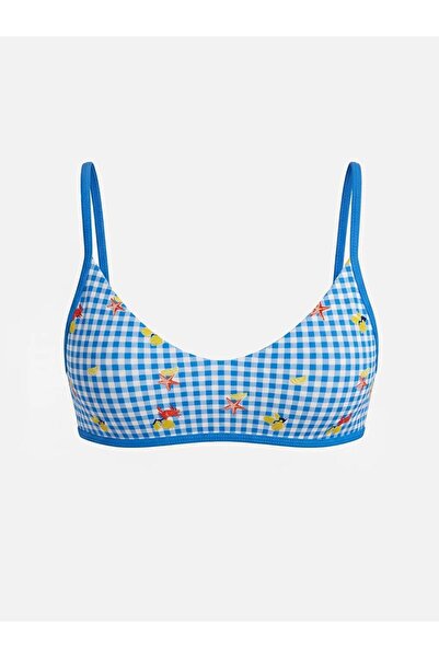 LC Waikiki Καρό γυναικείο τοπ μπικίνι με αναποδογυριζόμενα μαξιλαράκια (S6)