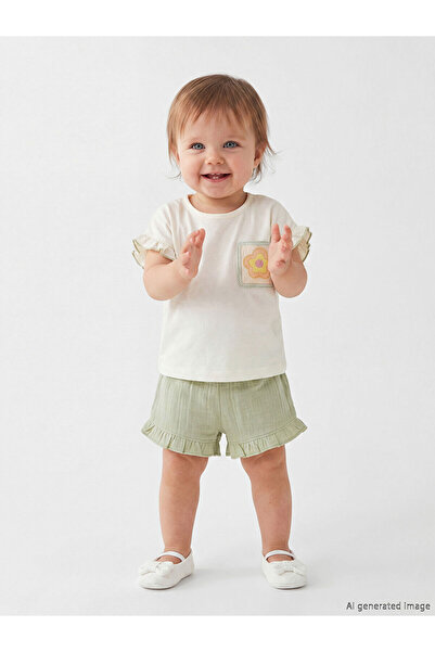 LC Waikiki Trendlucky Embroidered and Ruffle Detailed Baby Girl Set