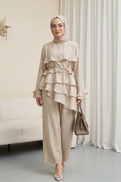 Modamorfo Ασύμμετρο παντελόνι με λεπτομέρεια στο στρίφωμα και κορδόνια, με επ...