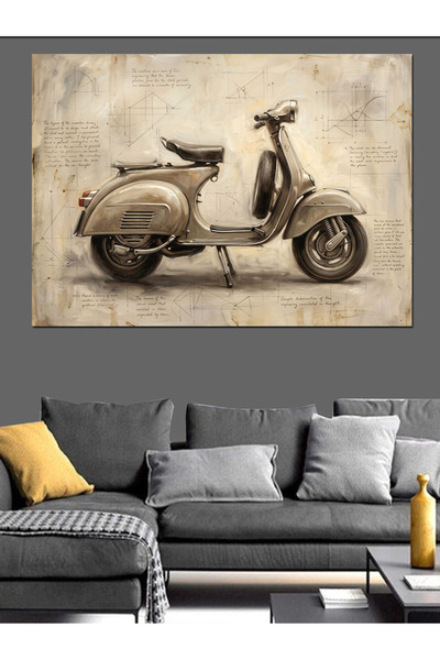 Artmeg Pânză decorativă cu motocicletă vintage pe hârtie antică - Tablou din ...