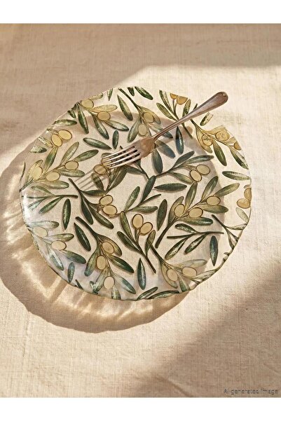 LC Waikiki Άχρωμο τυπωμένο γυάλινο πιάτο σερβιρίσματος (S6)