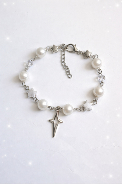 sleyshop Beyaz İnci Yıldız Fairycore Bileklik