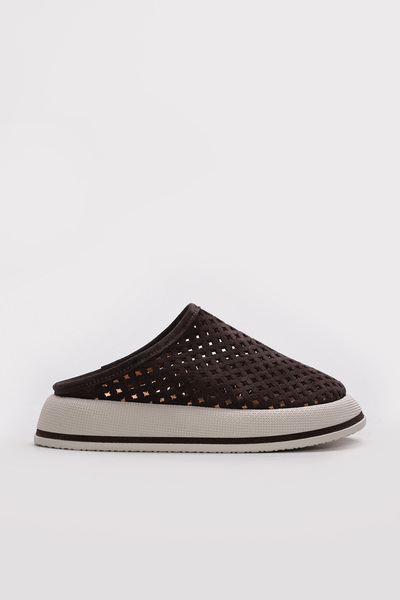 FAST STEP Γυναικείες παντόφλες με τακούνι από γνήσιο δέρμα 411ZA1106