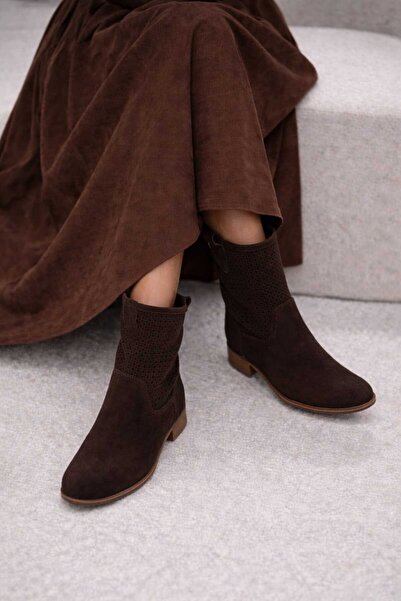 POTEEN Gobi Women's Suede Short Heel Perforated Laser Cut Fashion Summer Boot...