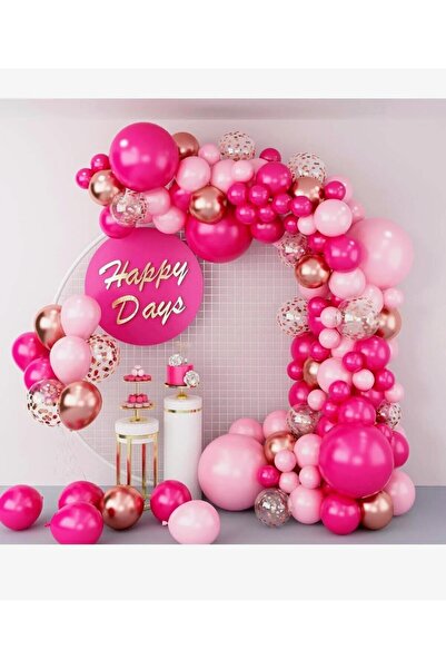 Parti Düşleri Bride Pembe - Fuşya Doğum Günü Balon Zincir Seti