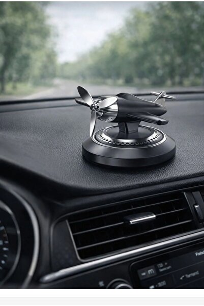 Er Auto Araç İçi Güneş Enerjili Uçak Model Pervaneli Oto Parfümü – Torpido Üstü Dekoratif Koku (Siyah)