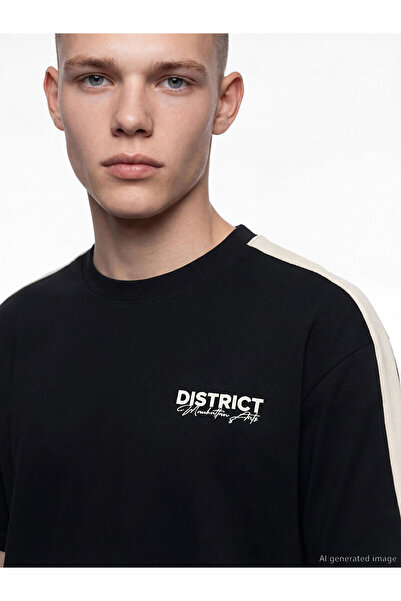 LC Waikiki Ανδρικό μπλουζάκι YK PLUS XSIDE με λωρίδες και στάμπα στο λαιμό