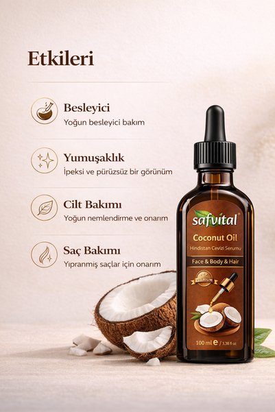 safvital Coconut Oil 100 ml Intensive Nourishing Moisturizing Skin Hair Care Serum Shine Premium Care Oil