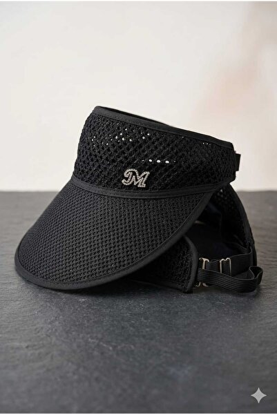 WOHOME Γυναικείο καπέλο από ψάθινο πλέγμα με ρυθμιζόμενο φαρδύ γείσο-Λογότυπο M