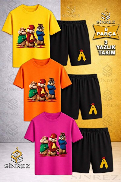 SİNREZ Tricou pentru copii ALVN 3LU SINCAP AYAKTA cu imprimeu, cu gât rotund,...